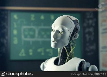 Humanoid robot math. Face head metal. Generate Ai. Humanoid robot math. Generate Ai