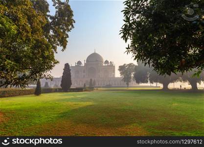 Humayun&rsquo;s Tomb in India, morning park view, New Delhi.. Humayun&rsquo;s Tomb in India, morning park view, New Delhi