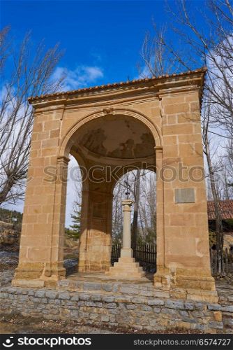 Humilladero monument in Alcala de la Selva village of Teruel Spain