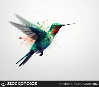 Humming bird hovering isolated on white background. Generative AI