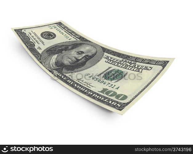 Hundred dollar banknote isolated on white background