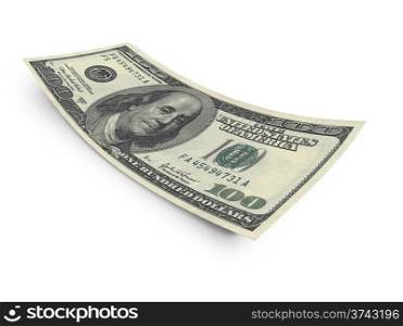 Hundred dollar banknote isolated on white background