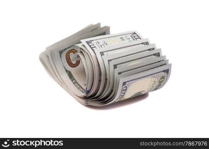 Hundred dollar banknotes isolated