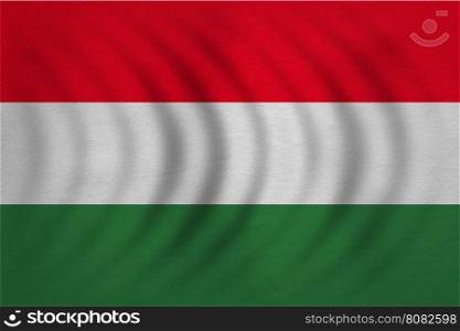 Hungarian national official flag. Patriotic symbol, banner, element, background. Correct colors. Flag of Hungary wavy with real detailed fabric texture, accurate size, illustration