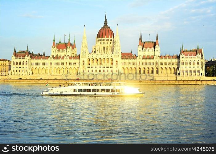 Hungarian Parliament Building at sunset