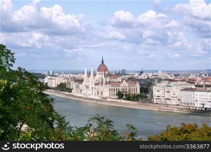 Hungarian Parliament Buildings and Danube River. Budapest
