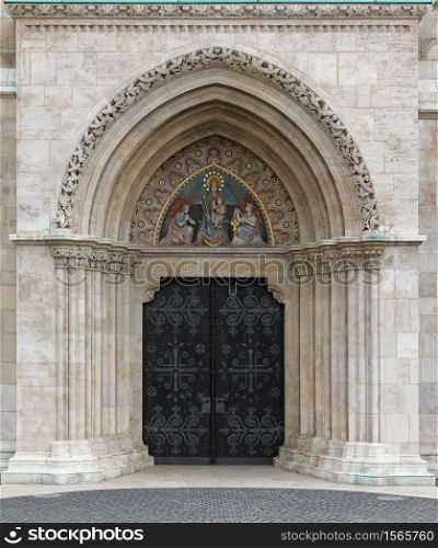 Hungary, Budapest, Matthias Church Gothic gate closed.. gothic gate1