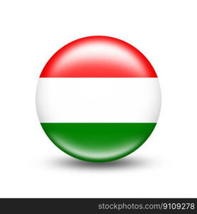 Hungary country flag in a circle with white shadow - illustration. Hungary country flag in a circle with white shadow