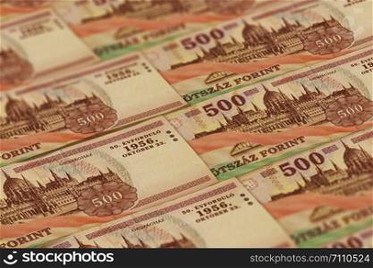 Hungary currency background. HUF pattern. Hungary forints banknotes