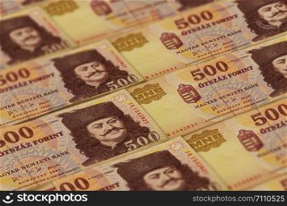 Hungary currency background. HUF pattern. Hungary forints banknotes