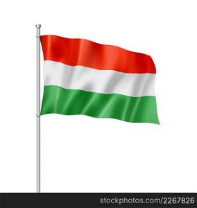 Hungary flag, three dimensional render, isolated on white. Hungarian flag isolated on white