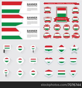 hungary independence day, infographic, and label Set.