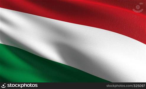 Hungary national flag blowing in the wind isolated. Official patriotic abstract design. 3D rendering illustration of waving sign symbol.