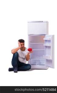 Hungry man looking for money to fill the fridge