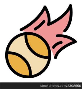 Hurling fire ball icon. Outline hurling fire ball vector icon color flat isolated. Hurling fire ball icon color outline vector