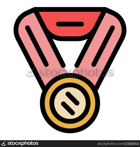 Hurling medal icon. Outline hurling medal vector icon color flat isolated. Hurling medal icon color outline vector