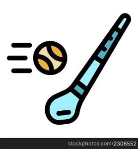 Hurling stick ball icon. Outline hurling stick ball vector icon color flat isolated. Hurling stick ball icon color outline vector