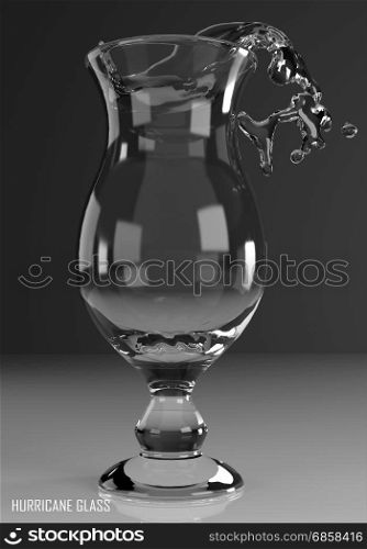 hurricane glass 3D illustration on dark background