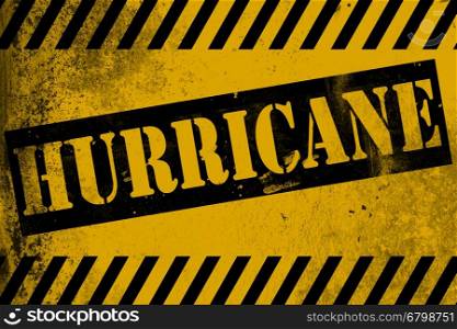 Hurricane sign yellow with stripes, 3D rendering