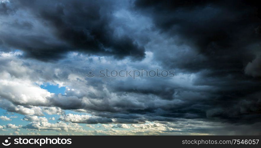 Hurricane sky storm weather. Clouds atmosphere background. Hurricane sky storm weather