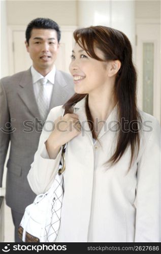 Husband and wife before going to the office