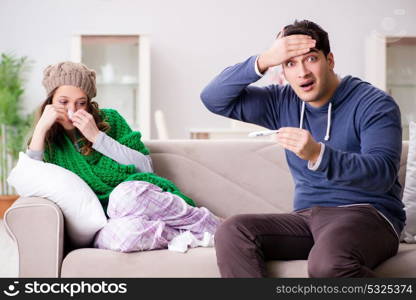 Husband caring for sick wife