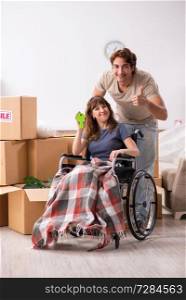 Husband with disabled wife moving to new flat 