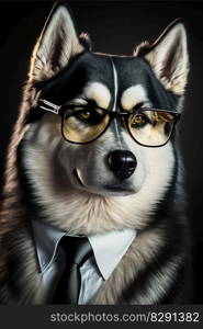 Husky dog dressed in a formal business suit anthropomorphic businessman. Husky dog dressed in a formal business suit anthropomorphic businessman AI Generated