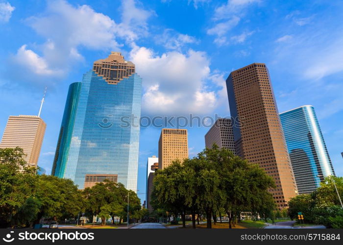 Huston skyline downtown from west at Texas US USA