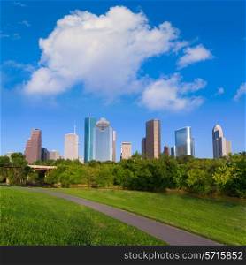 Huston skyline from Eleanor Tinsley park Texas US USA