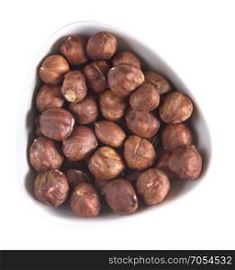 huzelnuts in a bowl on white background