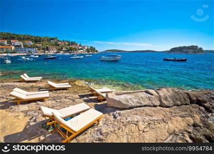 Hvar island beach summer view, Dalmatia archipelago of Croatia 