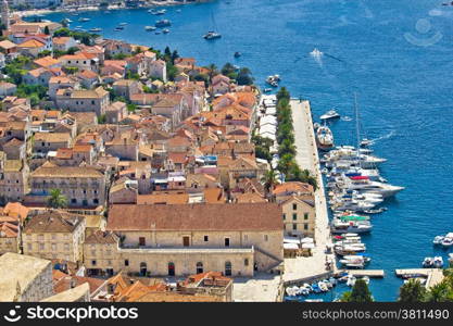 Hvar island yachting harbor aerial view, Dalmatia, Croatia