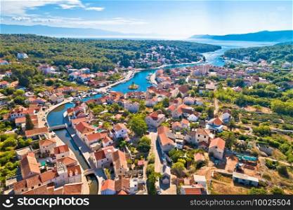 Hvar. Old town of Vrboska aerial view, island of Hvar, Croatia