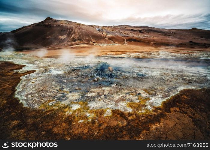 Hverir (Icelandic: Hverarond) is geothermal area in Myvatn, Iceland. Hverir is a famous tourist destination located near Lake Myvatn, Krafla northeastern region of Iceland, Europe.