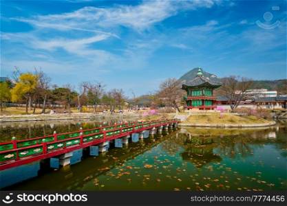 Hyangwonjeong Pavilion in Gyeongbokgung Palace, Seoul, South Korea. Hyangwonjeong Pavilion, Gyeongbokgung Palace, Seoul, South Korea