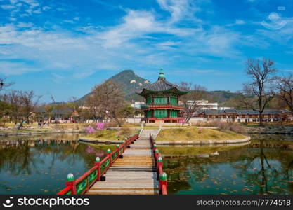 Hyangwonjeong Pavilion in Gyeongbokgung Palace, Seoul, South Korea. Hyangwonjeong Pavilion, Gyeongbokgung Palace, Seoul, South Korea