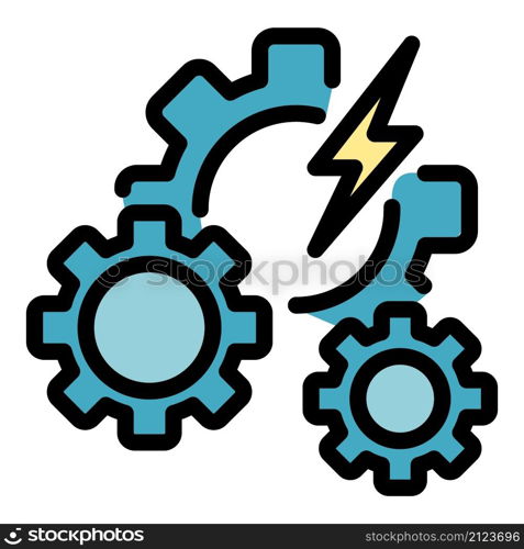 Hybrid car gear system icon. Outline hybrid car gear system vector icon color flat isolated. Hybrid car gear system icon color outline vector