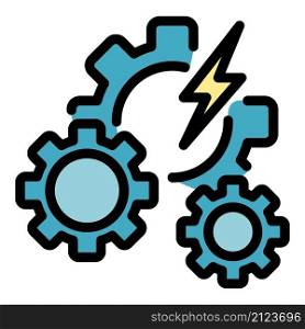 Hybrid car gear system icon. Outline hybrid car gear system vector icon color flat isolated. Hybrid car gear system icon color outline vector