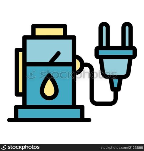 Hybrid filling station icon. Outline hybrid filling station vector icon color flat isolated. Hybrid filling station icon color outline vector