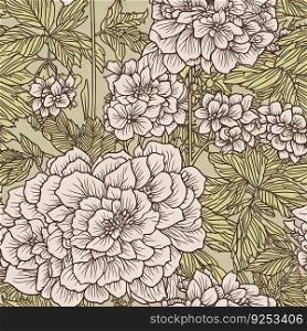 Hydrangea flower seamless pattern. Floral seamless background. Generative AI.. Hydrangea flower seamless pattern. Floral seamless background. Generative AI