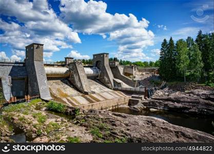 Hydroelectric power station dam in Imatra Finland.