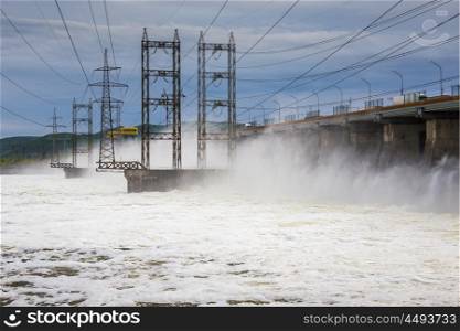 Hydroelectric power station. Water dumping