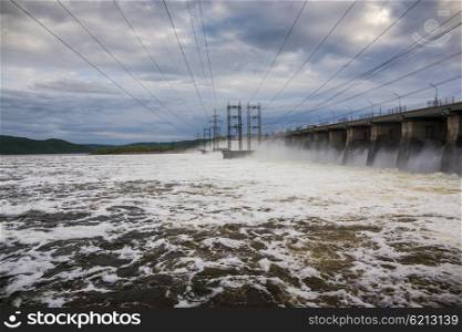 Hydroelectric power station. Water dumping