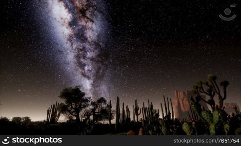 Hyperlapse in Death Valley National Park Desert Moonlit Under Galaxy Stars