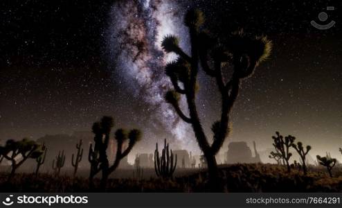Hyperlapse in Death Valley National Park Desert Moonlit Under Galaxy Stars