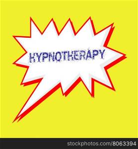 HYPNOTHERAPY blue wording on Speech bubbles Background yellow white