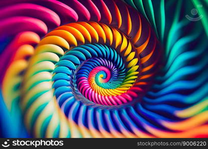 Hypnotic Multicolored Spiral Background.  Rainbow Swirl. Generative AI
