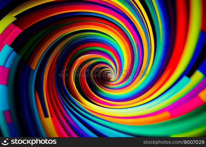 Hypnotic Multicolored Spiral Background.  Rainbow Swirl. Generative AI
