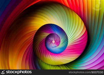Hypnotic Multicolored Spiral Background.  Rainbow Swirl. Generative AI
